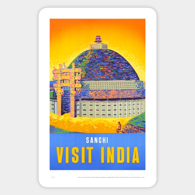 Vintage Travel Poster Visit India Sticker by vintagetreasure